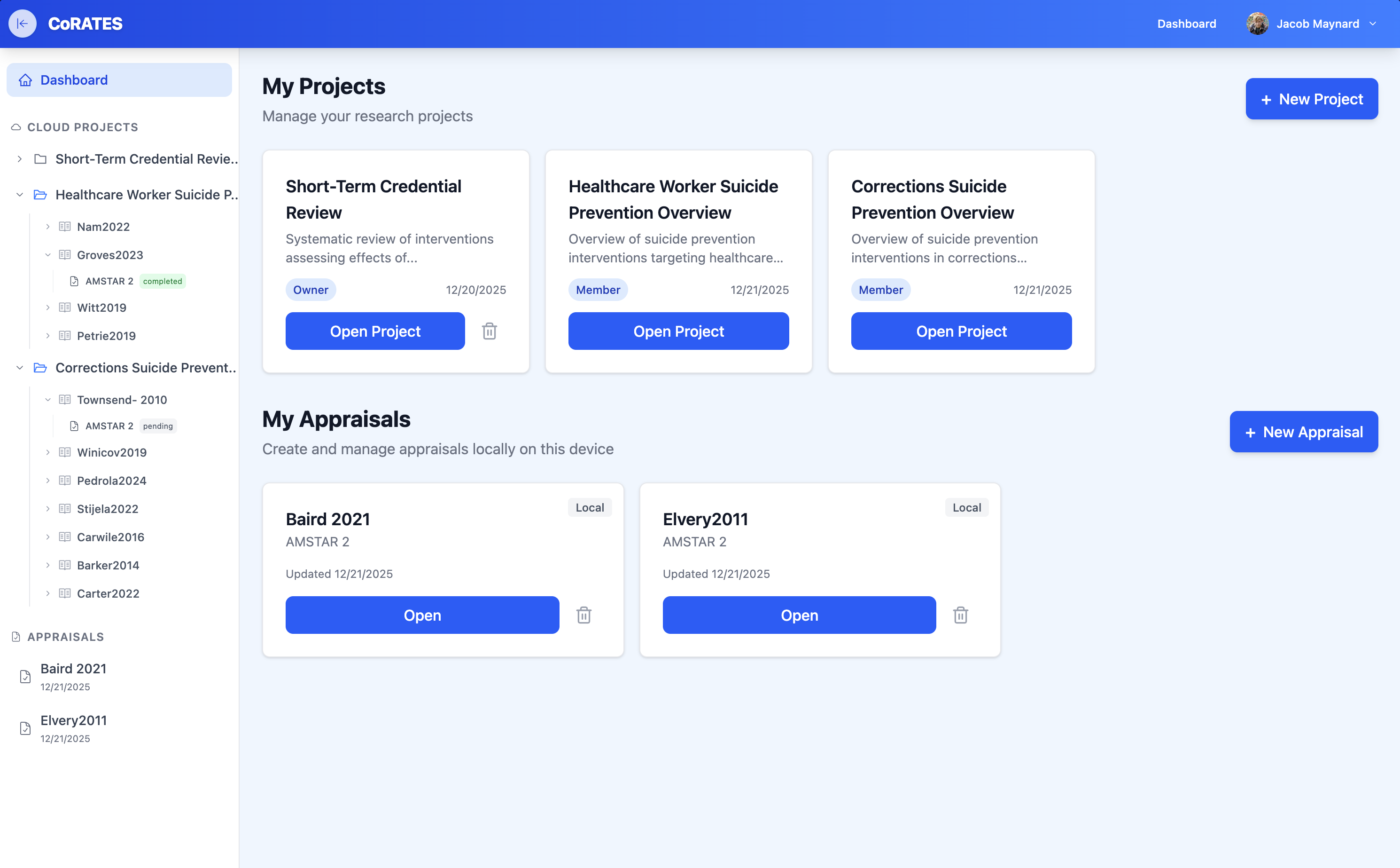 CoRATES product screenshot